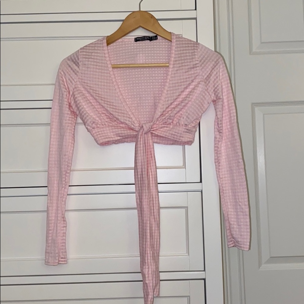 Nasty Gal Long-sleeve Tie-front Shirt